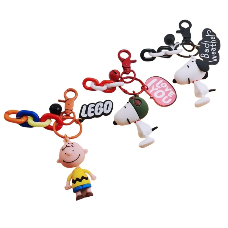 Snoopy Cartoon Animation Peripheral Puppy Style Creative Keychain Bag Pendant Charlie Brown Car Keychain Couple Birthday Gift