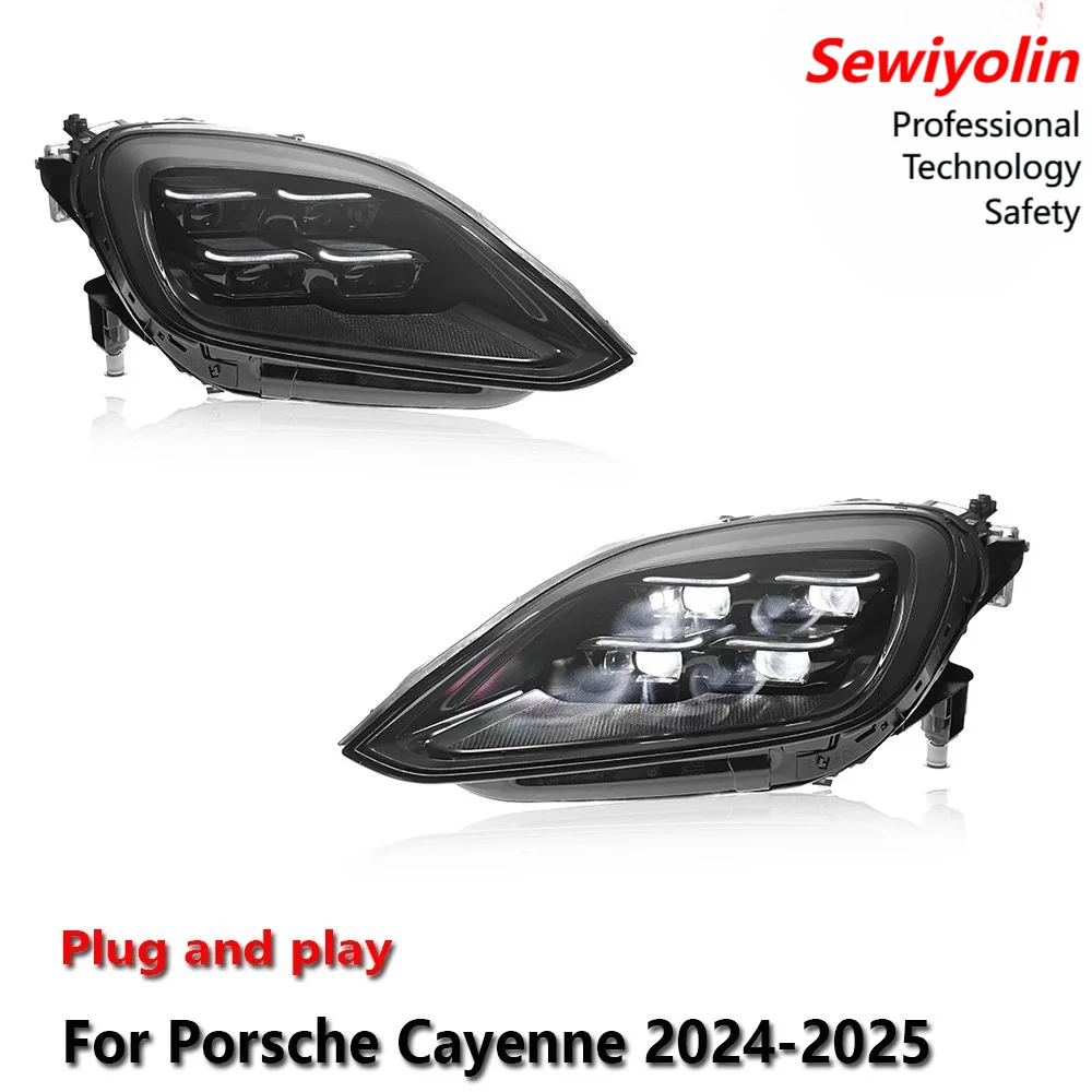 

Светодиодные фары в сборе для Porsche Cayenne 2024-2025: противотуманные фары, ДХО, стоп-сигналы, указатели поворота, подключение Plug and Play