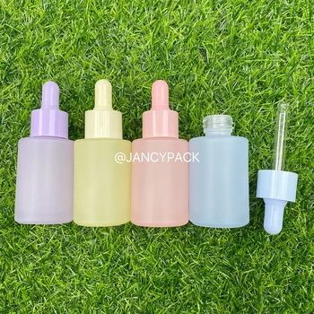 30ml glass dropper bottle Macaroon pink purple green blue frosted essential oil bottle dropper Serum oil bottle