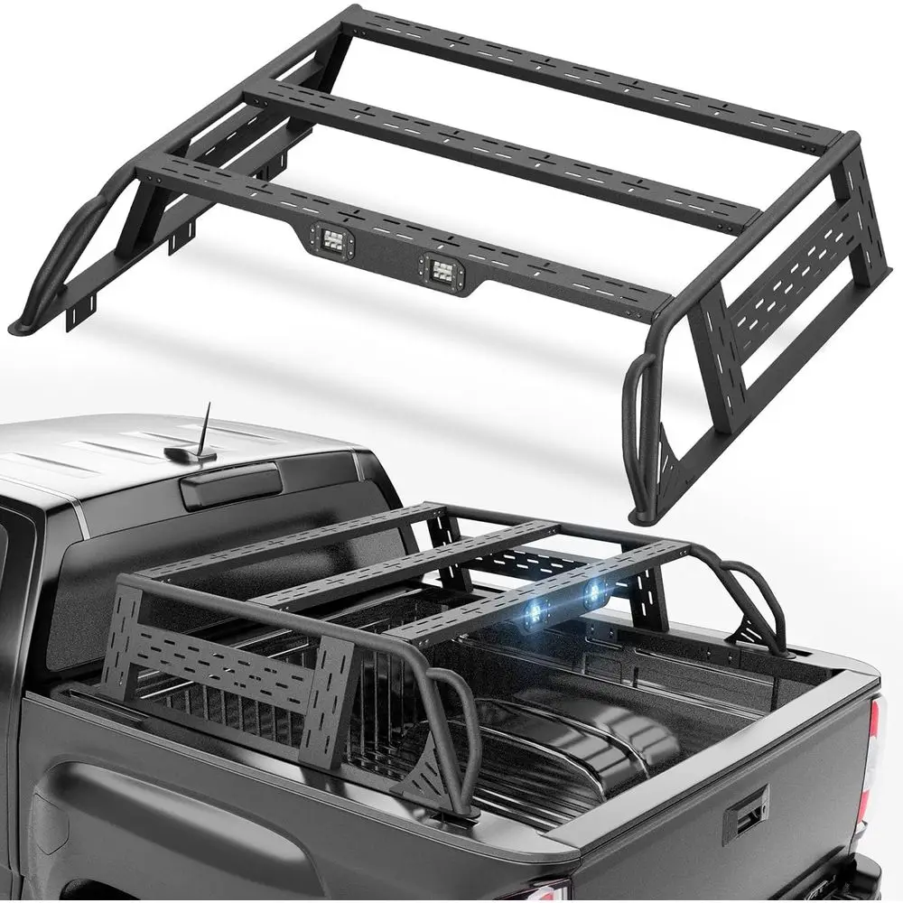 13.8 High Overland Cargo Carrier for 2015-2022 Colorado & Canyon Trucks with 2 LED Lights and Rails