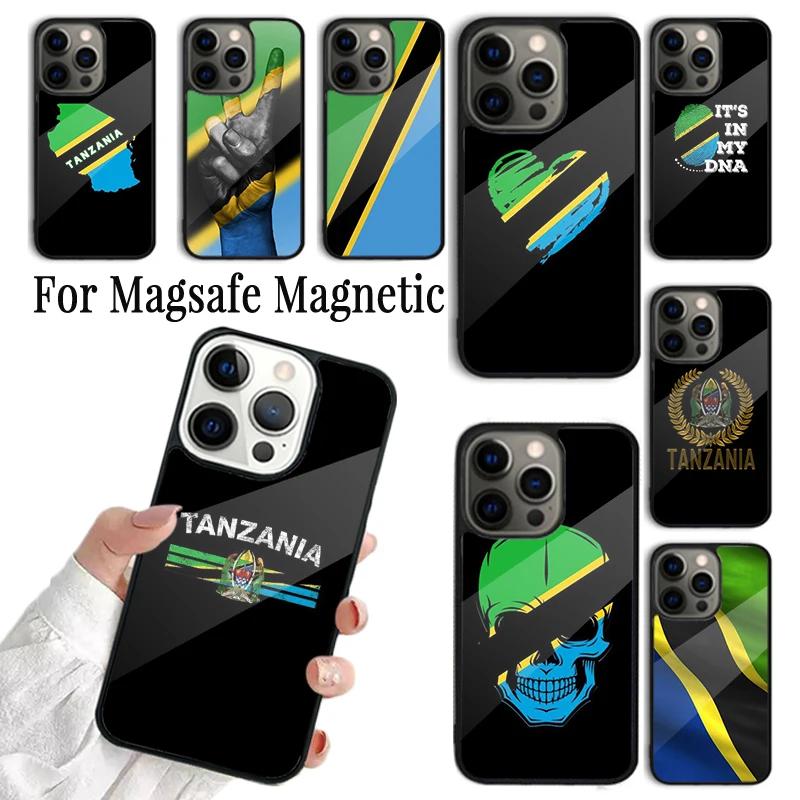 Coque Phone Case For iPhone 16 15 14 13 12 11 Pro Max Plus Magsafe Magnetic Wireless Charging Cover Tanzania Flag Coat Of Arms