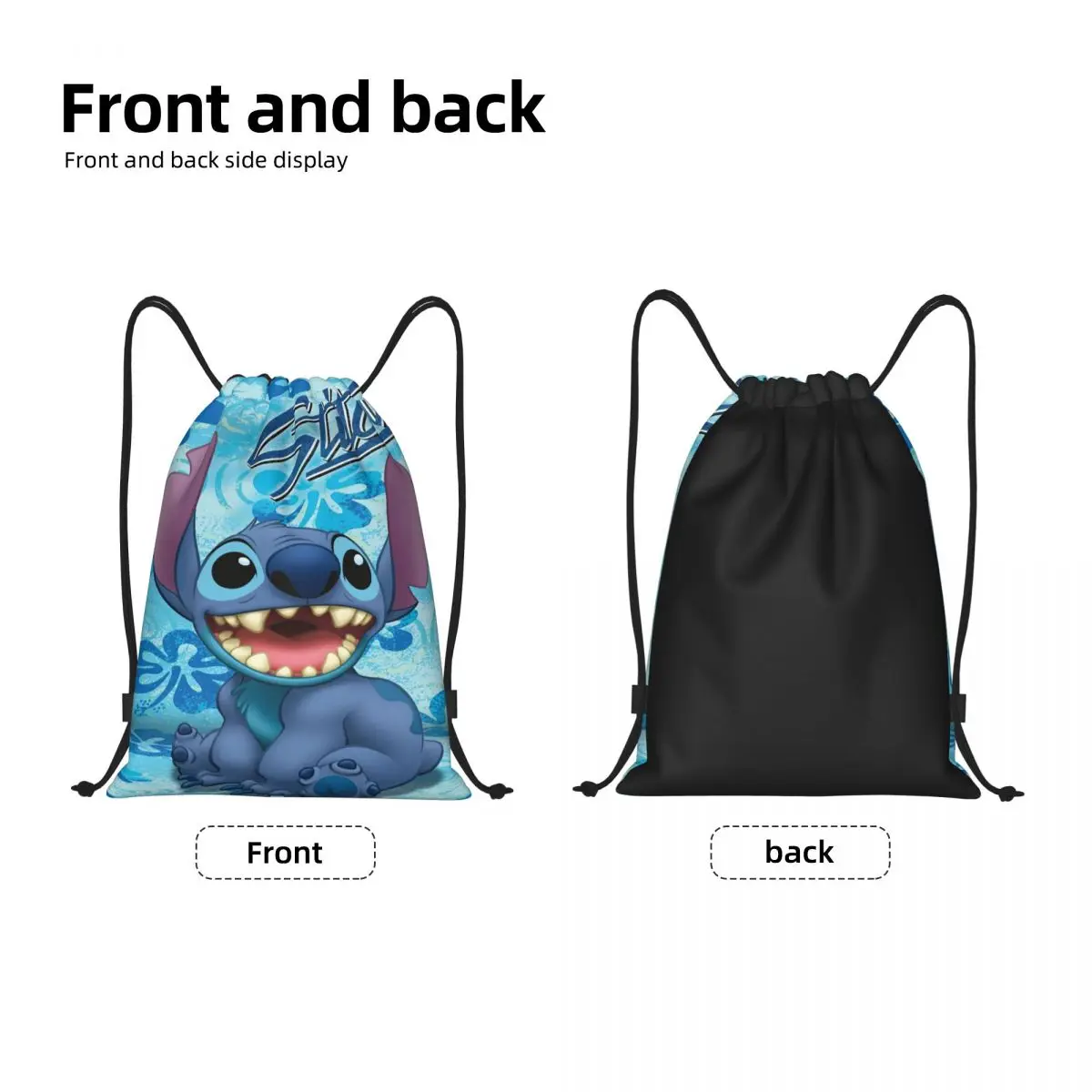 Custom Little Monster Stitch Drawstring Bag Women Men Lightweight Cartoon Sports Gym Storage Backpack