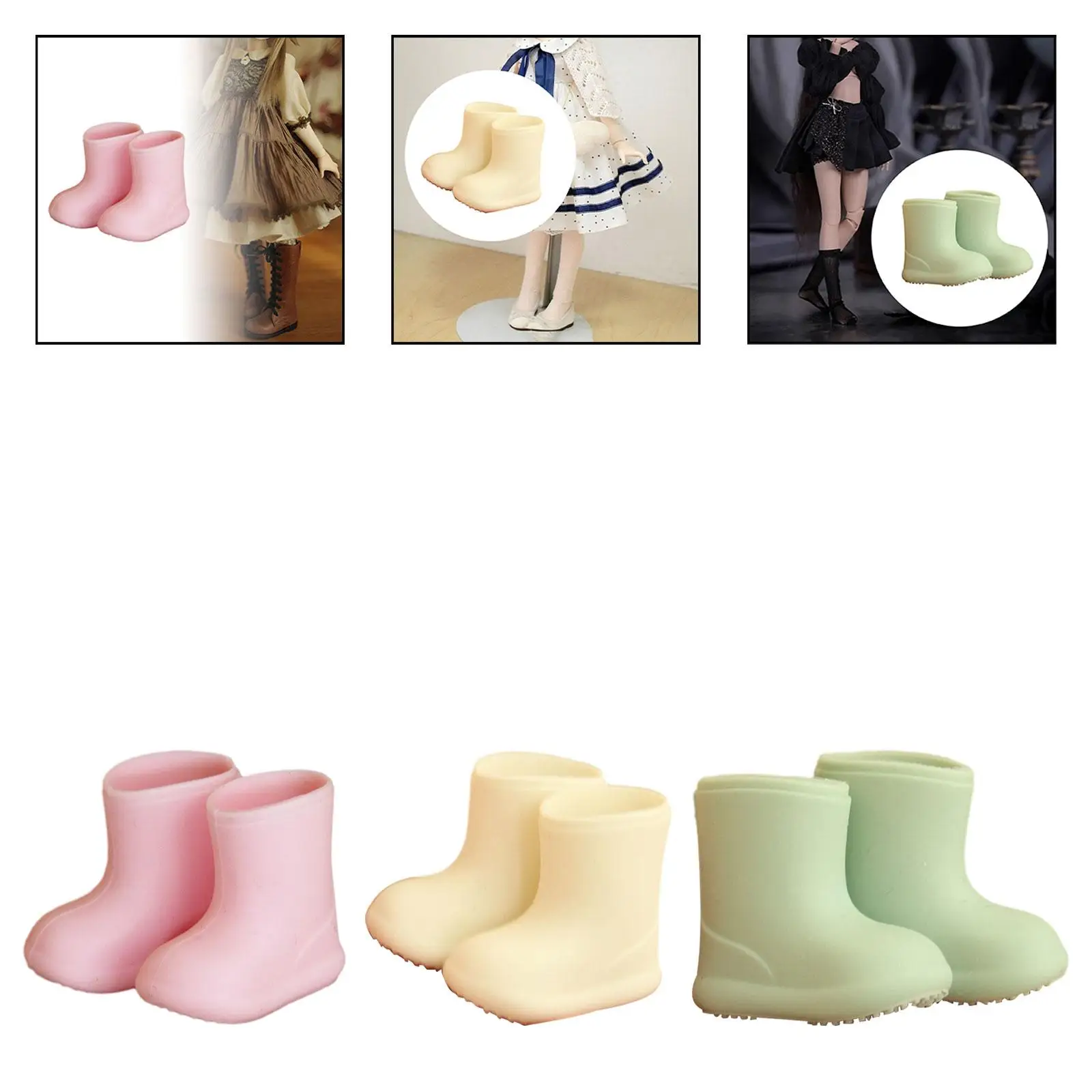 Buty dla lalek kalosze, Mini dla lalek 1/12 BJD miękkie ręcznie robione śliczne solidne wodoodporne akcesoria dla lalek symulacyjnych moda