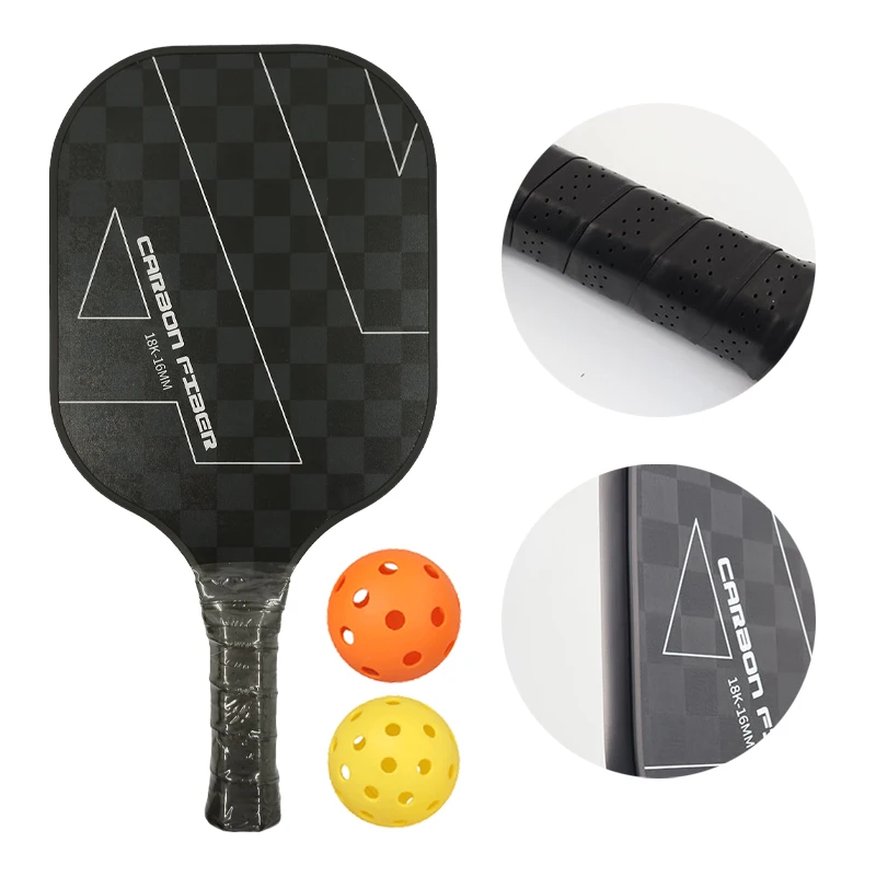 

18K Pickleball Paddles с 2 мячами, поверхность из углеродного волокна премиум-класса для теннисного и спортивного оборудования Pickleball