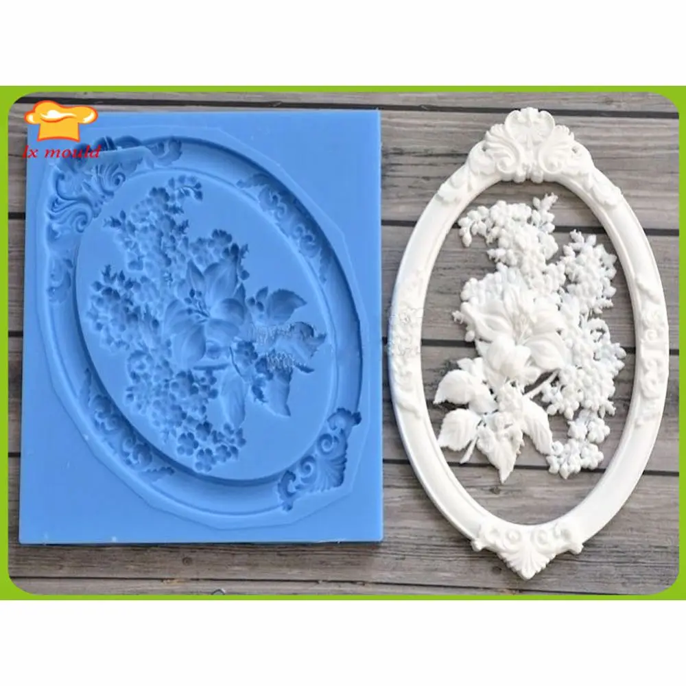 Soft Silicone Mold  Relief Frame Border Bouquet of Flowers Cup Candy Art Chocolate Decoration Cake Moule Silicone