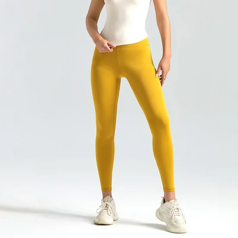 Neun-Punkt-Hose für Damen, Leggings, hohe Taille, einfarbig, Yoga-Sporthose, hochelastische Leggings, Laufen, Fitnesshose, 3XL – Detail 25
