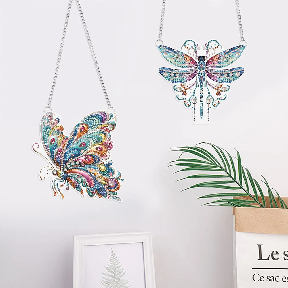 

2Pcs PET Special Shaped Cute Animal Rhinestone Diamond Art Window Pendants 5D DIY Diamond Art Hanging Decor Bedroom Decoration