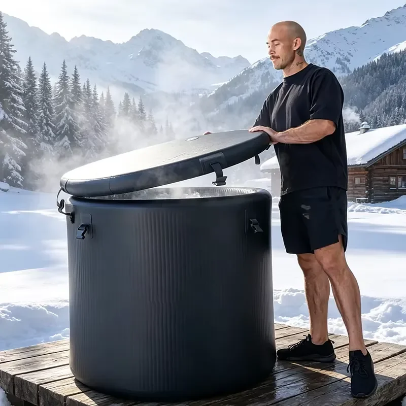 Foldable Inflatable Ice Bath Tub Portable Cold Plunge Pool for Home Spa Recovery Sauna Combo Durable PVC Material Easy Setup