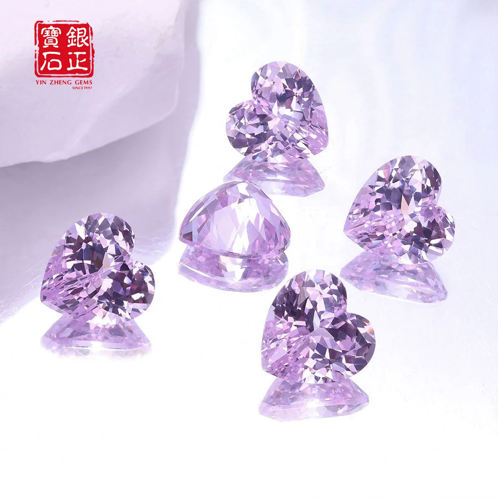 Lab Grown Kunzite Synthetic Heart Shape Loose Purple Yttrium Aluminium Cultivate YAG Beads For Making Jewelry Stone Necklace 4