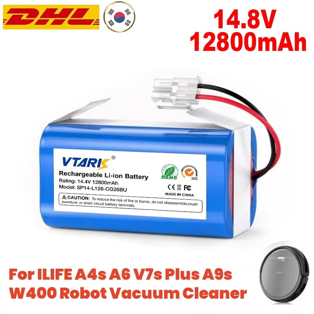 

14.8V Battery For ILIFE A4s/A7/V7s Plus/V55 Pro/W400/A9s PX-B020 Robot Vacuum Cleaner 14.8v 12800mah Batteries CR130 Part