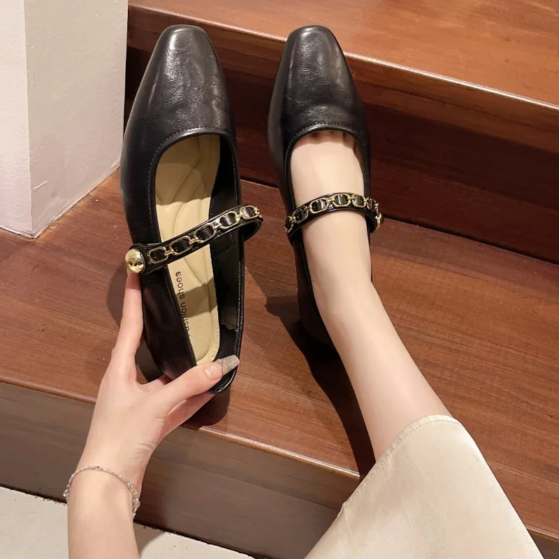 نمط جديد يشبه الجنية مع تنورة، حذاء نسائي فردي مكتنز من French Mary Jane