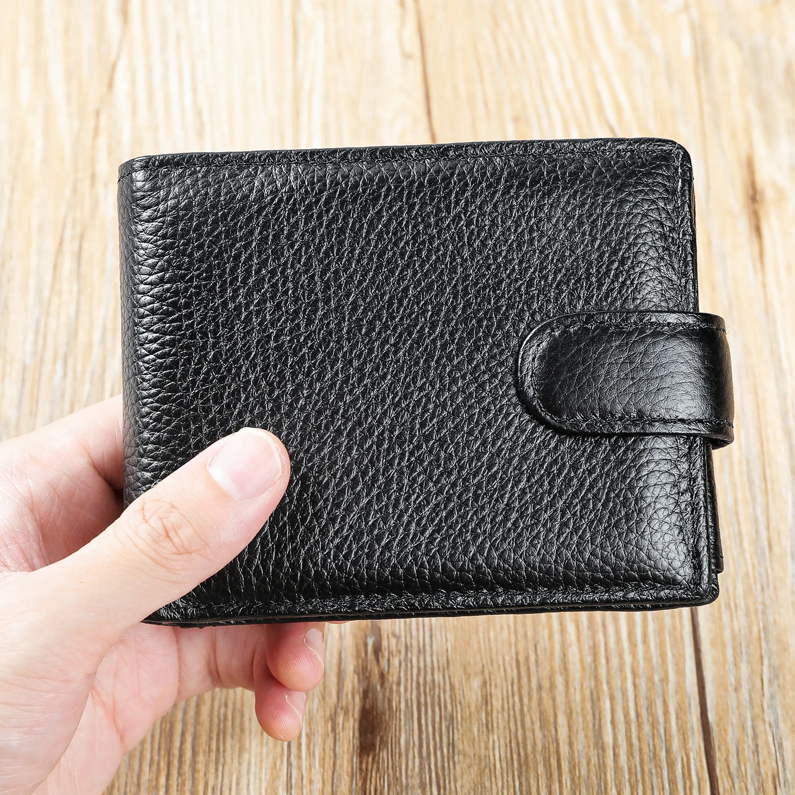 Leather wallet men's short leather driver's license multifunctional high-end feeling men's leather clip wallet trendy wallet