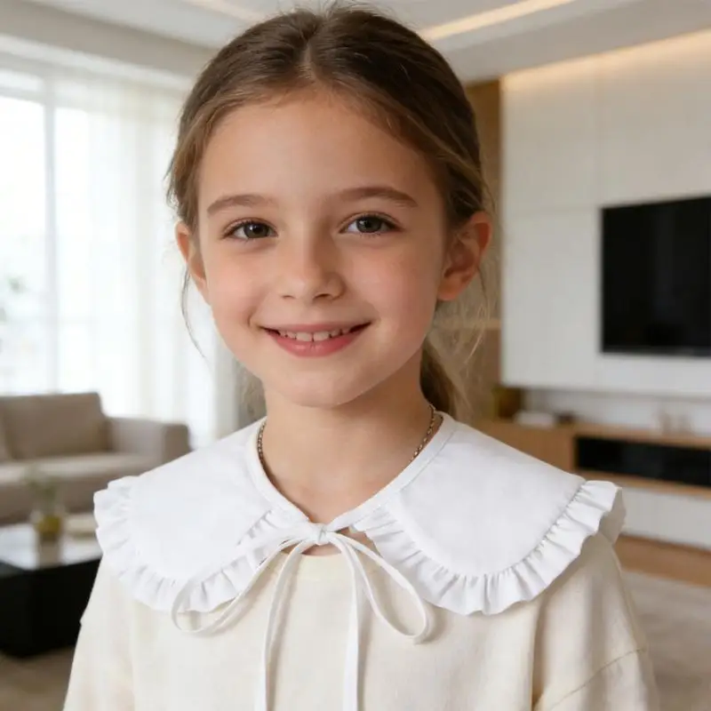 Elegant Decorative Collar Faux Collar For Children School Uniform Easy To Wear Detachable Ruffled Collar Outfit Enhancer 