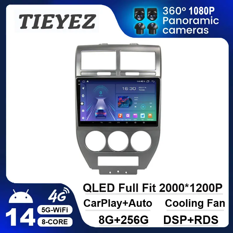 

Android 14 For Jeep Compass 1 MK 2006 - 2010 Car Radio Multimedia Blu-ray QLED Screen Navigation GPS Player Head Unit No 2 Din