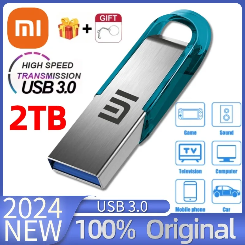 Xiaomi USB 3.0 Flash Drives 2TB high speed Hard Drive portable Type-C 2-IN-1 1TB Pen Drive 512GB metal Memory Stick For Table PC