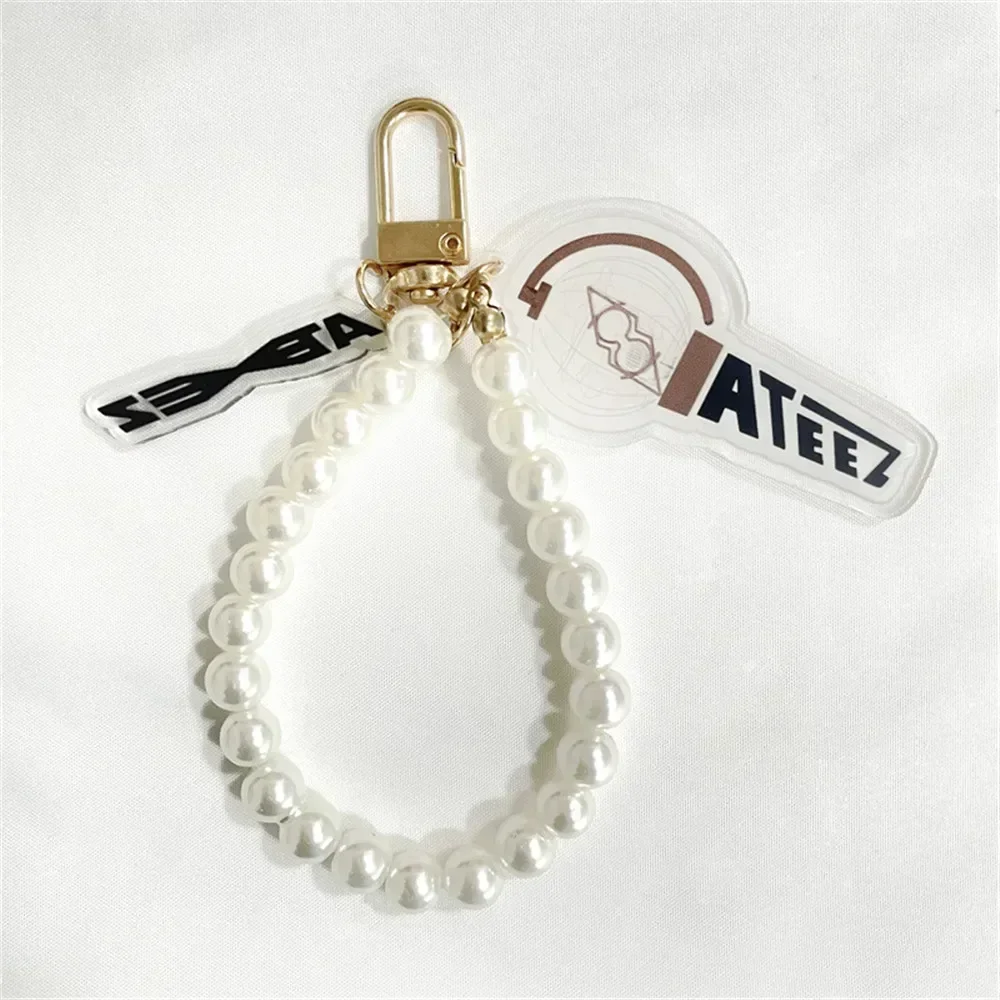 Kpop ATEEZ Lightstick Pearl Keychain Keyring Bag Accessories Hongjoong Seonghwa Yunho Yeosang San Mingi Wooyoung Jongho