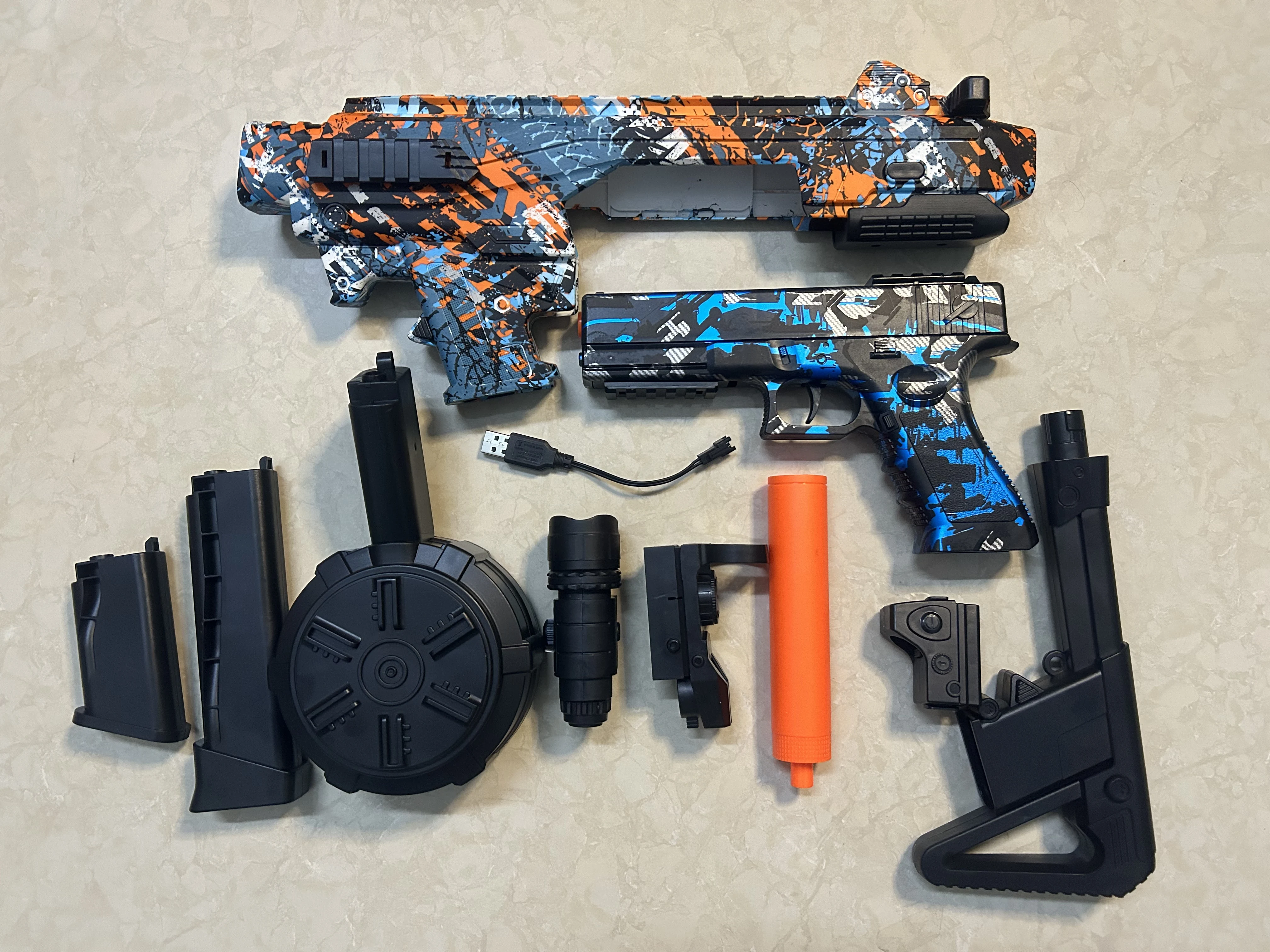 مجموعة Carbine G17 مع بطارية 3.7 فولت يمكن أن تطلق رصاصات هيدروجيل 7-8 مم، هدية رأس السنة الجديدة للأولاد، نموذج اللعبة #5