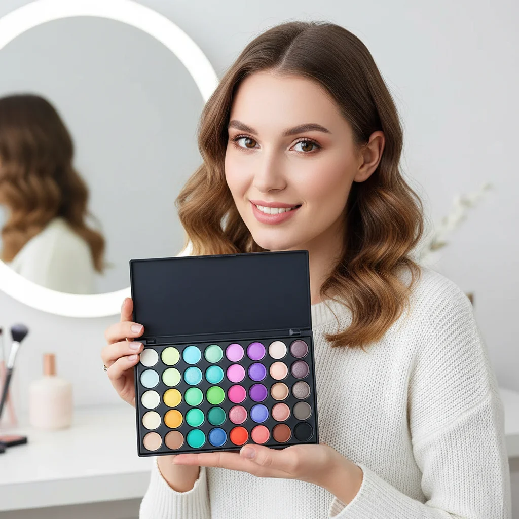 

Палитра теней для век с блестками, 40 цветов, матовая, водостойкая, стойкая, прессованная пудра, косметический набор, модные инструменты для макияжа для женщин 2026