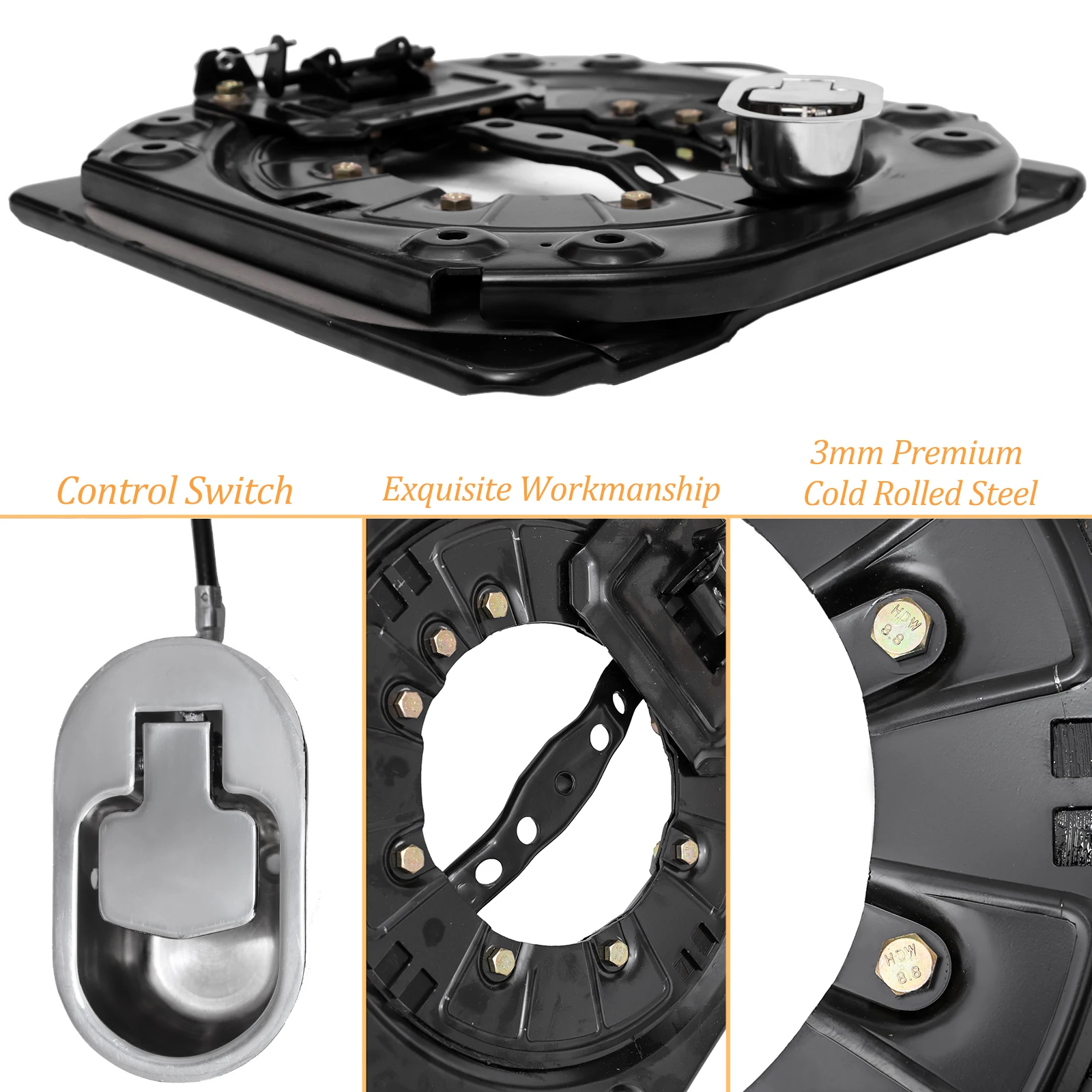 Heavy Duty Swivel Seat Base with Switch - 360° Rotation, 3.0mm Steel Swivel Base for RVs, Campers and Boats