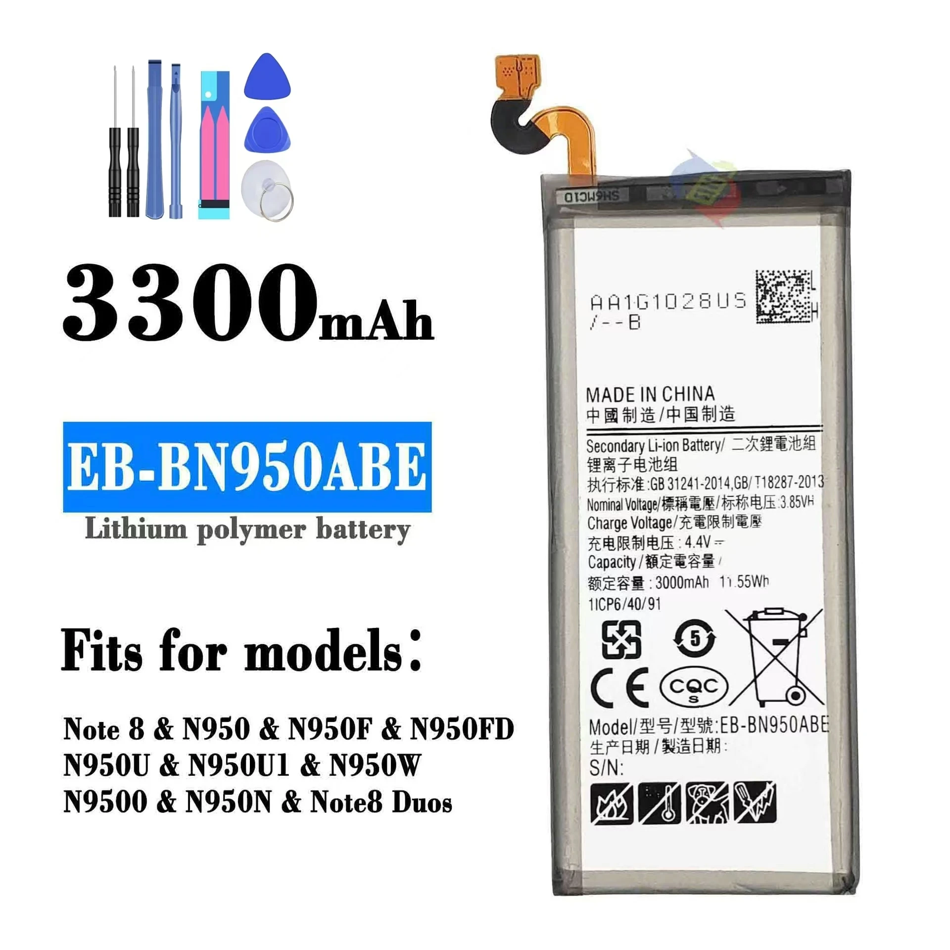 For Samsung Note 8 N9508 EB-BN950ABE original battery, mobile phone battery replacement repair parts, send tools