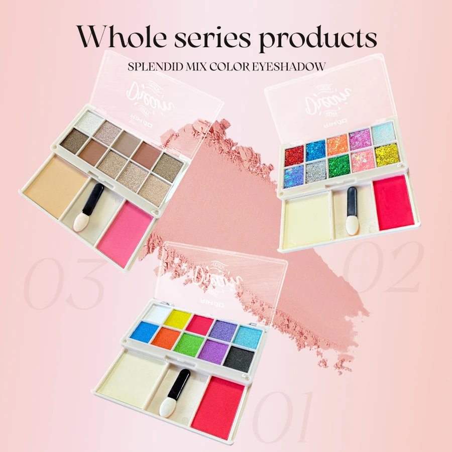 Mini scatola per trucco a doppio strato Palette di ombretti glitterati policromati Shimmer Pigment Board Blush e polvere monocromatici