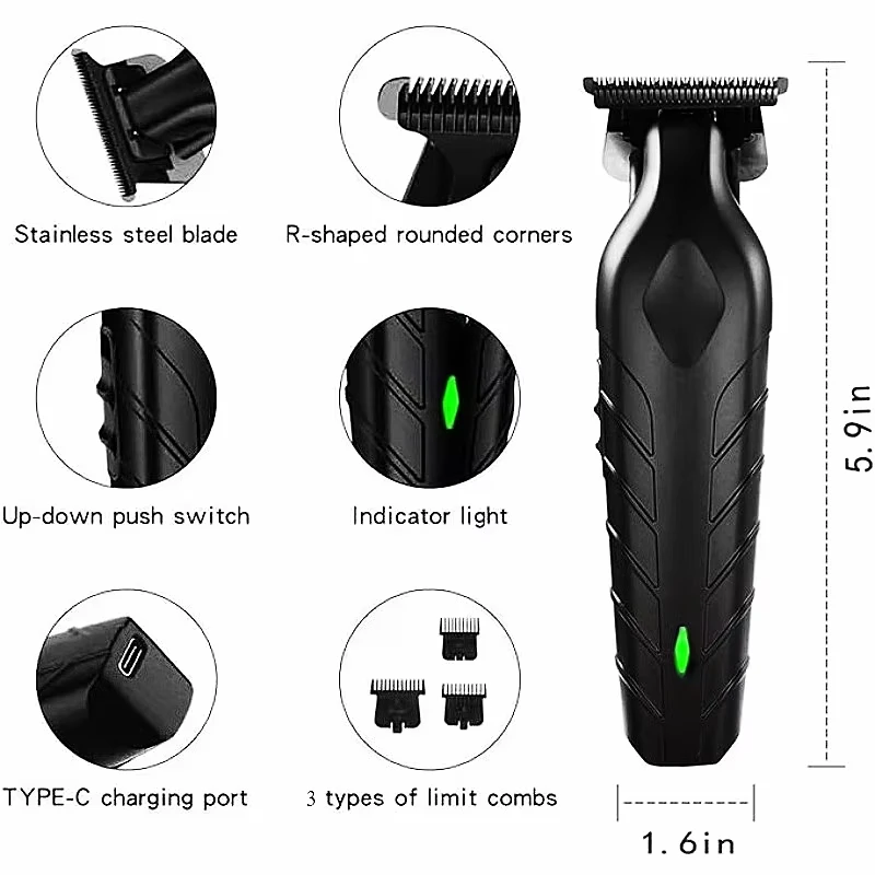 OMUONE Professional Barber Cordless Hair Clipper USB Rechargeable Hair Trimmer Precision Beauty Tool Men's Gift view 2
