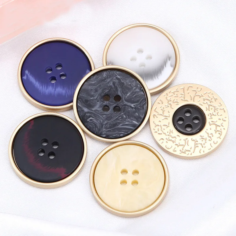 10Pcs/lot 15-28mm Metal four eyed resin gradient color round button high-end women's coat suit clothes pants button N410