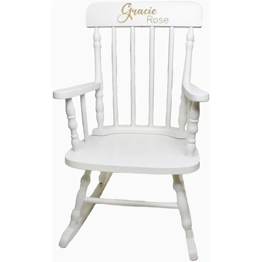 

Custom Engraved White Wooden Rocking Chair for Toddlers - Perfect Baby Shower or Birthday Gift