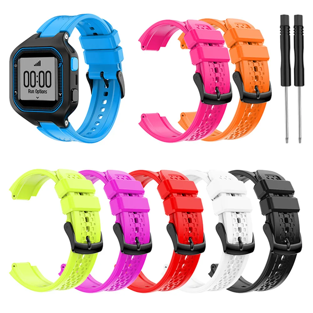 Silicone Watch Strap Band Wristband Replacement Wrist Band with Tools for Garmin Forerunner 25 Watch Female Smartwatch Parts