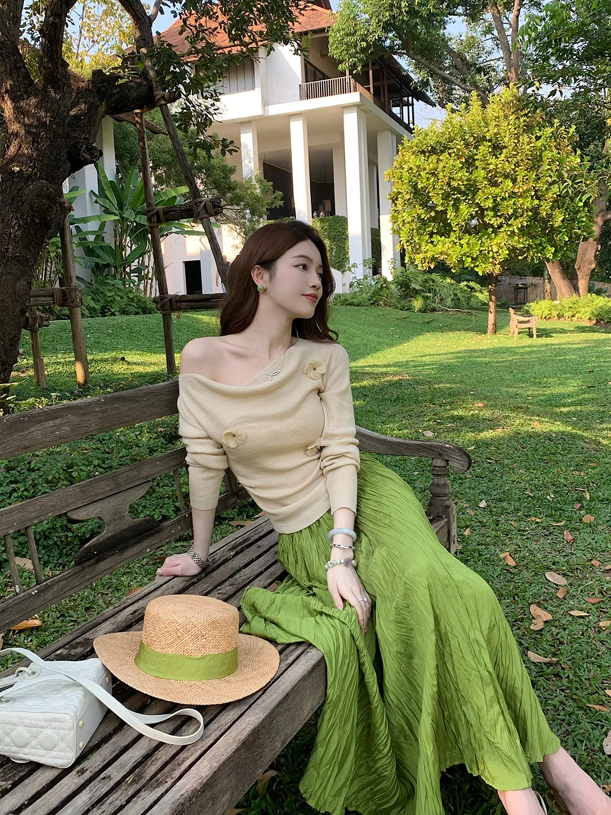 

Топ OnlyNee Jasmine Spring Summer Pure Desire, вязаный, с цветочным принтом, с завышенной талией, расклешенный, женский, базовый слой