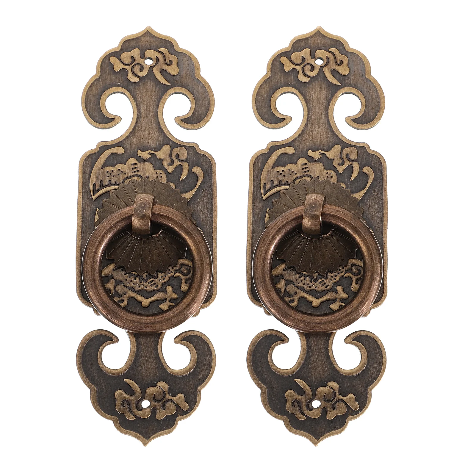 

2Pcs Brass Door Pull Handles Cabinet Drawer Vintage Style Durable Wardrobe Furniture Style Cabinet Handle