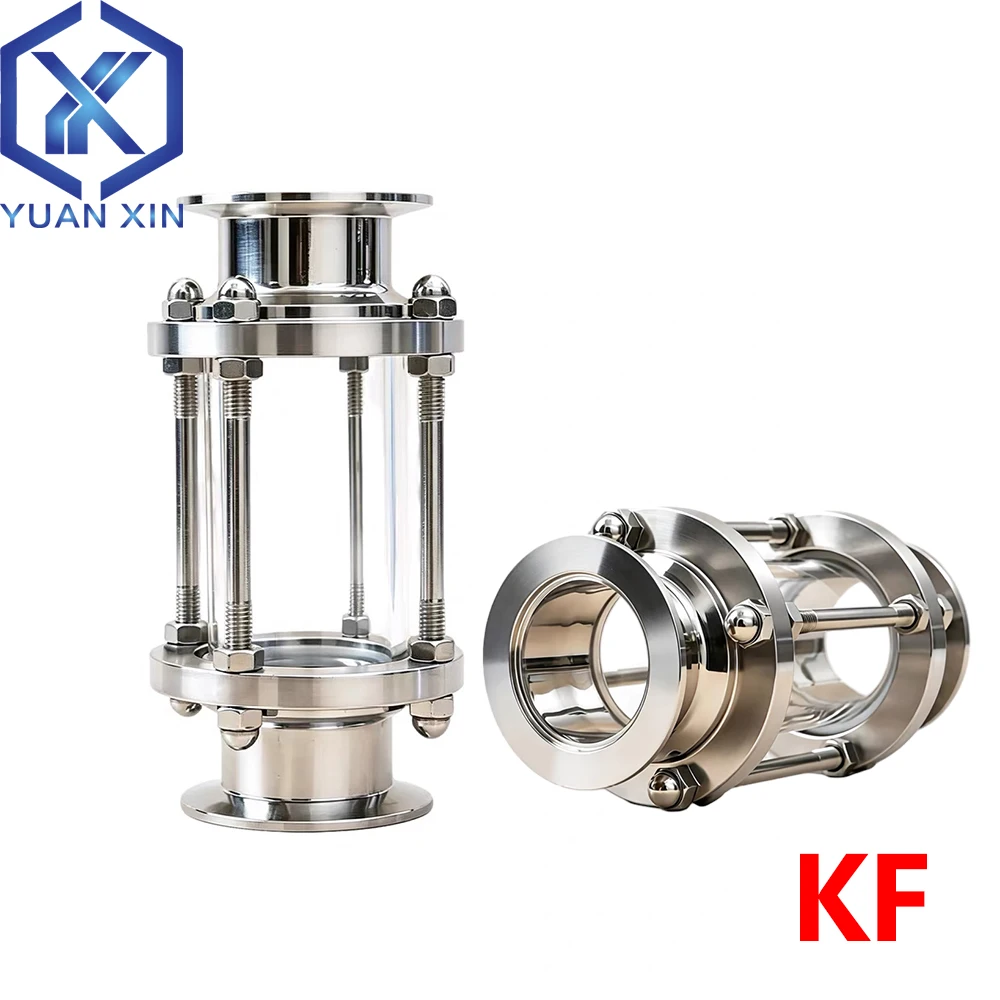 ISO-KF Vacuum Pipe Sight Glass 304/316L Stainless Steel Vacuum Pipeline Observation Window Glass Viewing