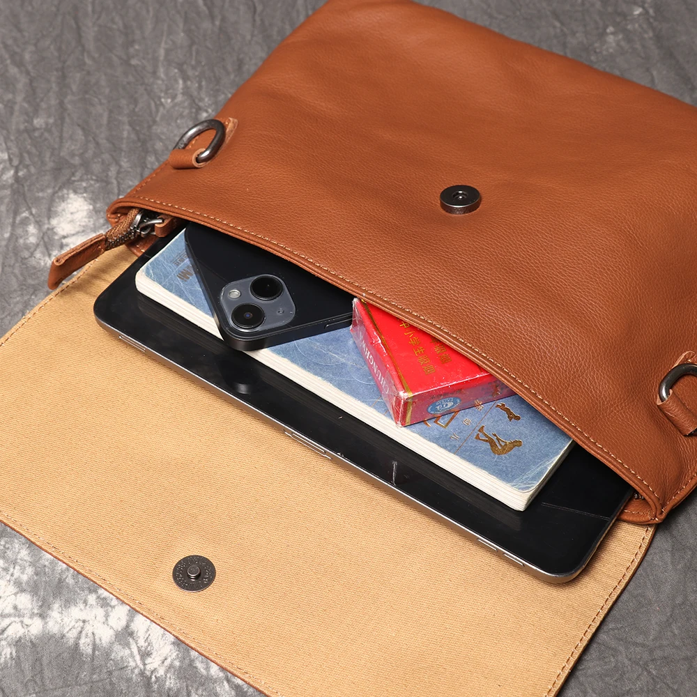 LUOKIR Vintage Echtem Leder Umhängetasche männer Mode Einfache Schulter Messenger Taschen Casual Luxury Klappe Rindsleder Kupplung Tasche – Detail 13
