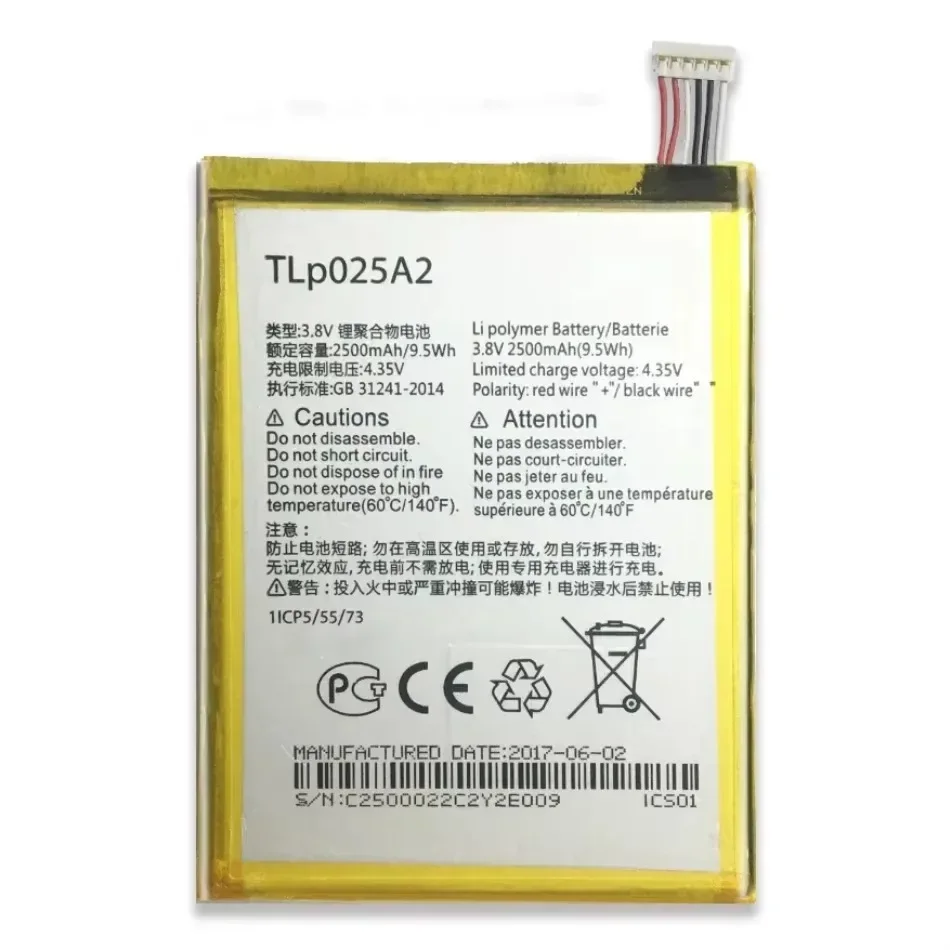 2500mAh High-Performance Battery for Alcatel One Touch POP C9, Model TLP025A2