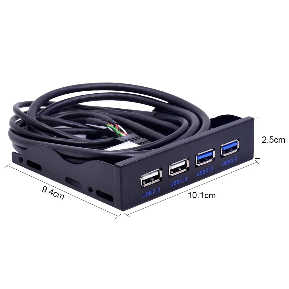 Nworld 4-Port 5 Gbit/s USB3.0- und USB2.0-Frontpanel-Hub, 20-Pin interner Splitter-Halter für 3,5-Zoll-Floppy-Bay-Desktop-PC-Gehäuse
