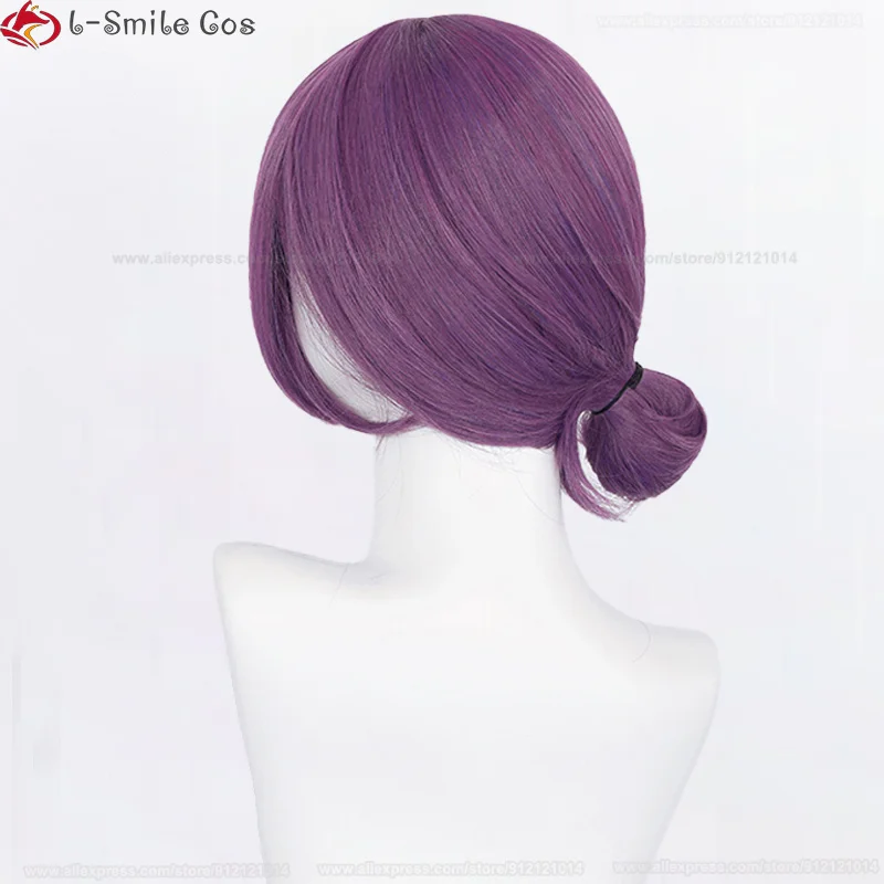 Anime Reze Cosplay Perruque pour Femme, Violet, Ras du Cou, Costume, Perruques, Degré de Chaleur, Cheveux Synthétiques, 45cm