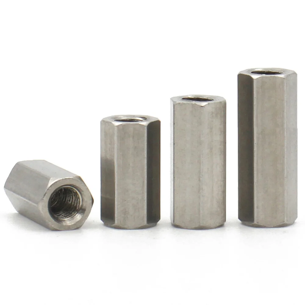 2-10pcs M2 M2.5 M3 M4 M5 M6 M8 M10 M12 304 Stainless Steel Hexagonal Coupling Nuts Double-End Spacer Standoff Extended Hex Nut
