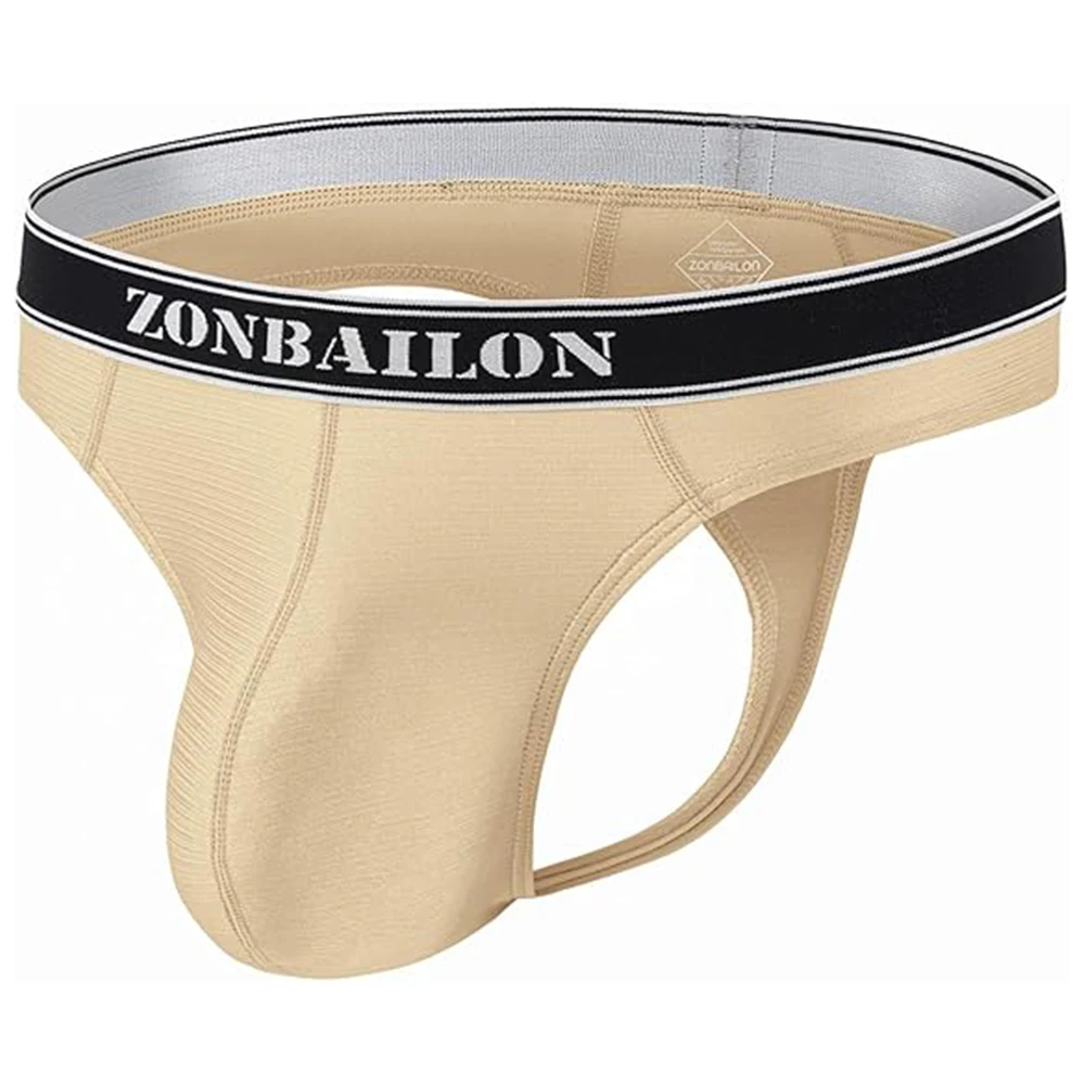 Jinshi Men's Sexy Thongs Underwear Ice Silk Briefs Male G-strings men T-back