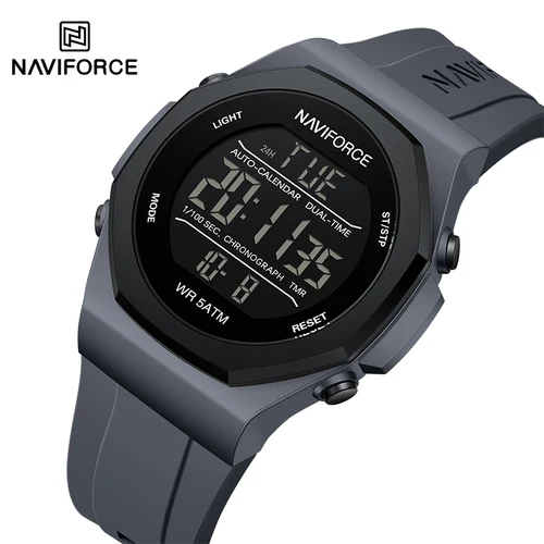 NAVIFORCE, relojes de pulsera multifunción creativos para hombre, correa de silicona, pantalla LCD, relojes electrónicos para hombre, relojes casuales para hombre salvaje