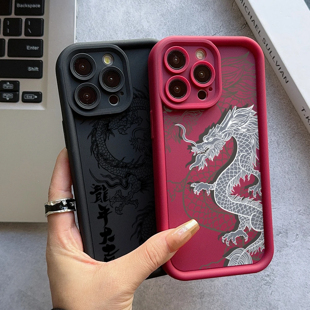 Chinese Loong Dragon Phone Case for Vivo Y50 Y36 35 Y28 Y21 Y20 Y17 Y15s V40 V30 V30e V29 V25 V23 V23e Soft TPU Ladder Cover