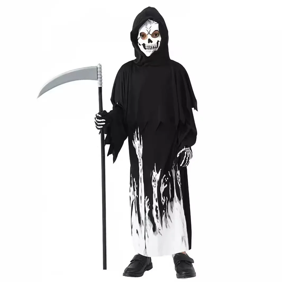 

costume children cos grim reaper luminous dress up halloween cosplay black long costume horror dress