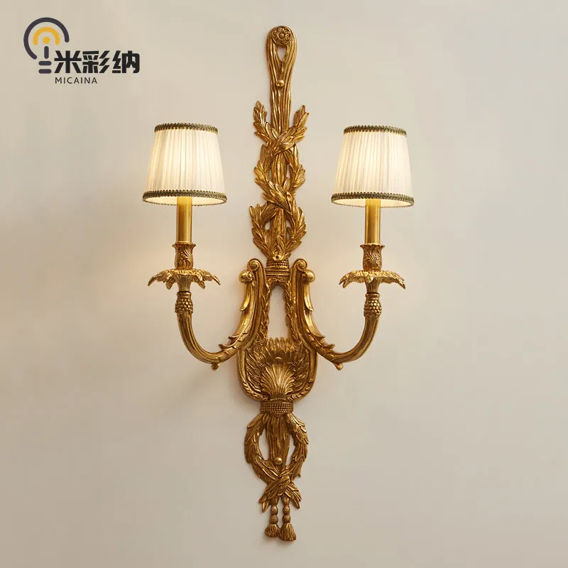

Large wall lamp French retro all-copper wall lamp European style luxury atmosphere villa living room lamp corridor lamp aisle st