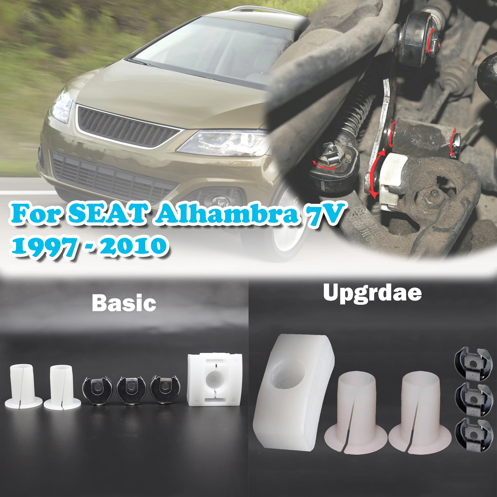 

For SEAT Alhambra 7V Gear Selector Wiring Washer Shift Relay Lever Slide Shoe Bushing Bearing Kit N90815903 1997 1998 1999- 2010