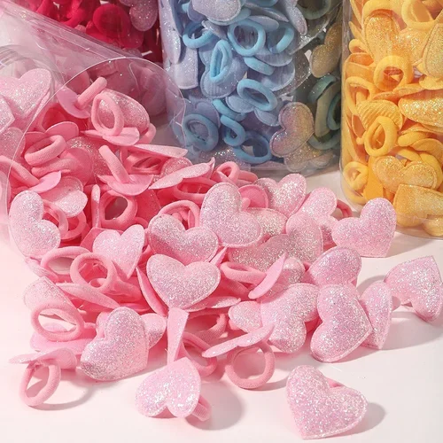 Imagen 1 del producto 10 unids/set de coleteros de dibujos animados, lazo para el pelo, corona de corazón pequeña Aniaml, banda elástica para el cabello para niña, banda de goma, accesorios para el cabello para niños