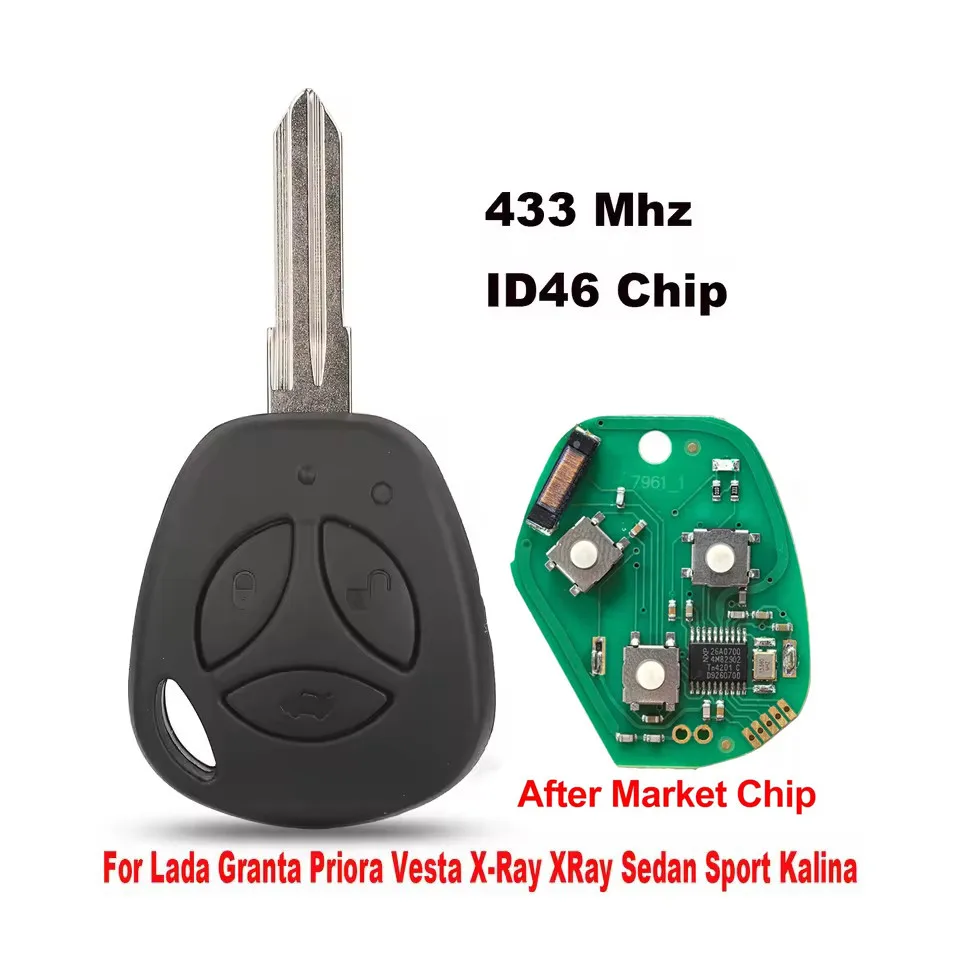 KEYECU Replacement 3 Buttons Remote Car Key fob 433 MHZ ID46 Chip For Lada Granta Priora Vesta X-Ray XRay Sedan Sport Kalina