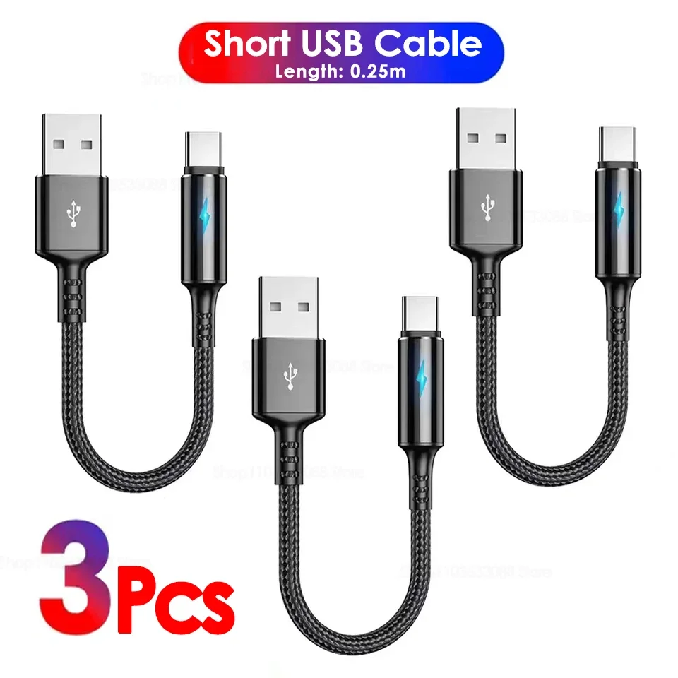 0.25m 1.2m  2m  Indicator Light  USB Type C Cable 6A Fast Charging Portabl Data Cord For Samsung Huawei Xiaomi  Charger Cord