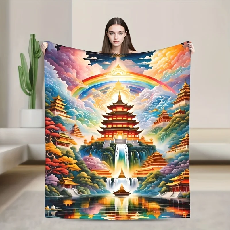 

Фланелевое одеяло с китайским узором, подходит для спален, общежитий, автомобилей, улицы, диванов, путешествий, офисов, кемпинга