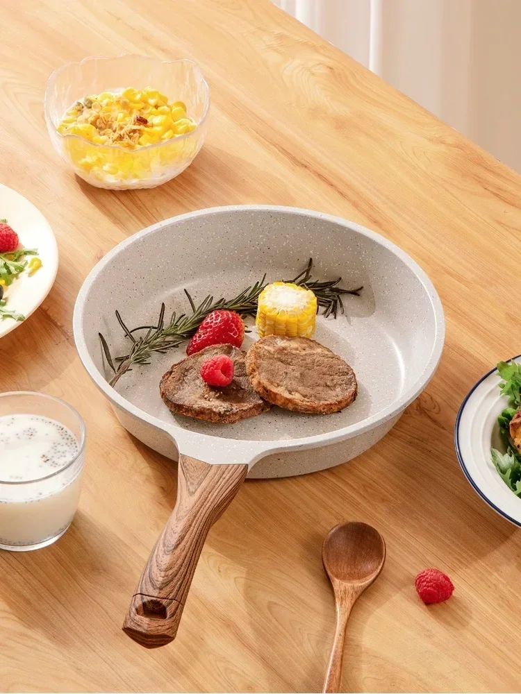 

20-28CM Maifan Stone Wok Non-stick Frying Pan with Glass Lid High Quality Deepening Frying Pan for Induction Cooker Gas Stove