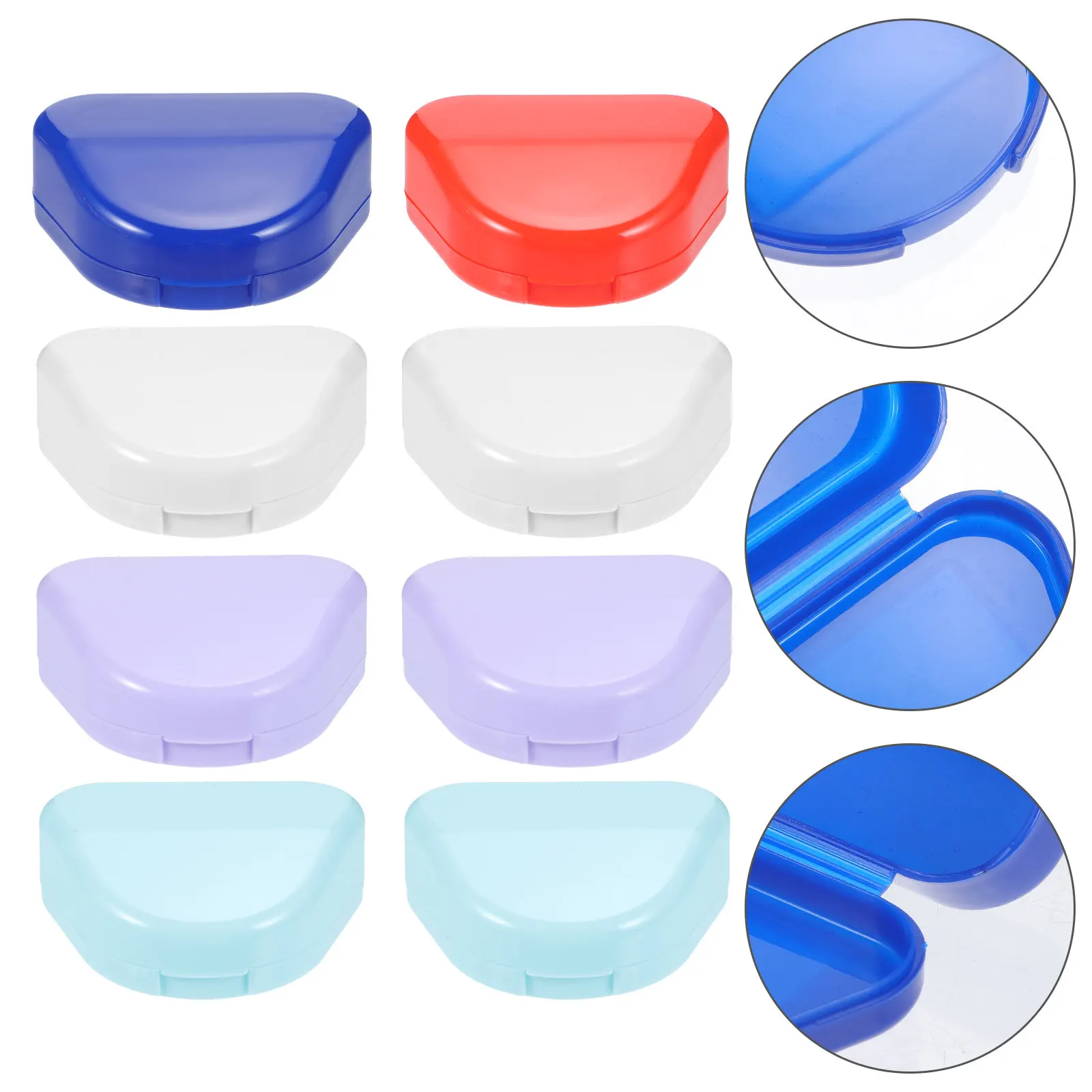 

Набор из 8 компактных легких футляров для зубных протезов с крышкой, для хранения ретейнеров и капп, удобный домашний контейнер