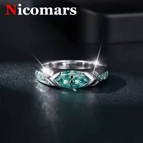 [ Nicomars ] 1ct Marquise Moissanite Rings for Women Fashion Original 925 Sterling Silver Jewelry Men Moissanite Diamond Ring